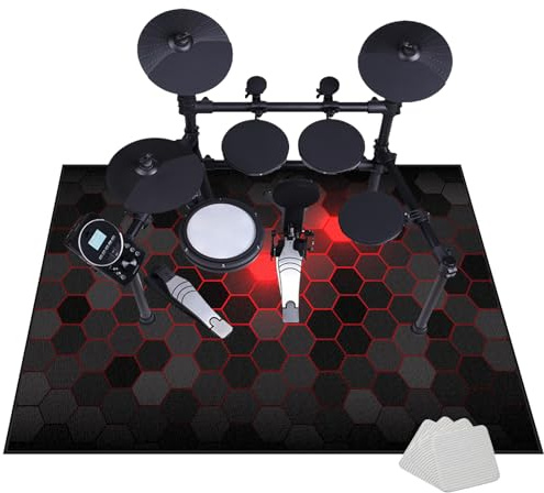 Professioneller Schlagzeugteppich, Schlagzeug Teppich, Schallschutzmatte, Drum Teppich, rutschfeste Trommel Teppiche, Quadratische Schallschutzdecke für E-Drum-Kits Bass Drum Snare 100 x 80 cm