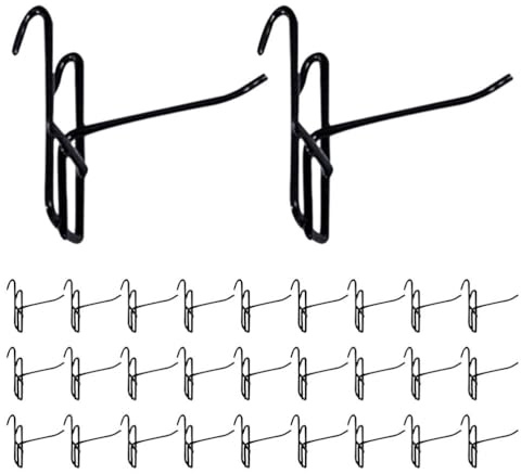 STOBAZA 50 pièces Crochets Métalliques Noirs pour Grille Exposition Crochets Robustes pour Étagères Métalliques Panneaux à Grille et Pegboard Support pour Outils Bijoux et Accessoires