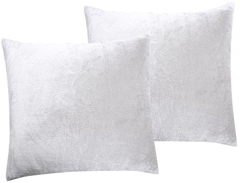 Soifox 2er Set Kissenbezug 40x40cm - Weiß Samt Zierkissenbezüge Weich Flauschig Kuschelig Kissenbezüge Deko Kissen Sofakissen Lendenkissen Wurfkissenbezug Schlafzimmer Kissenhülle