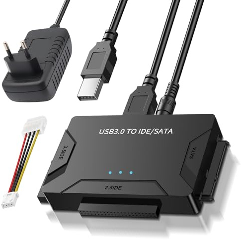 RUIZHI 5Gbps USB3.0 zu IDE/SATA Festplatte Adapter SATAHDD FestplatteAdapter Konverter SATA USB Adapter Für 2,5/3,5 Zoll USB-Kabel Windows 11/10/8/7/XP/Vista Mit SATAKabel