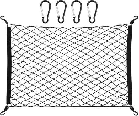 Red de equipaje, red para maletero, para autocaravana, 80 x 60 cm, se extiende hasta 160 x 120 cm, con 4 ganchos sólidos, red para perros, red para maletero, red para maletero, seguridad de
