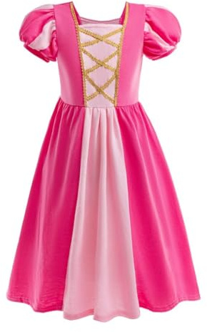 Lito Angels Deguisement Robe Princesse Aurore la au bois Dormant pour Enfant Fille Taille 12-13 ans, Rose chaud (étiquette en tissu 160)