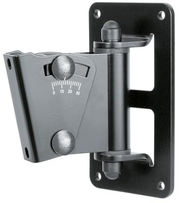 K&M 24471 Boxenwandhalter aus Stahl Schwarz - schwenkbar - Neigung bis 30 Grad mit praktischer Skalierung