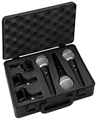 IMG 234020 STAGELINE DM-3S dynamische Mikrofone speziell für Gesangs-Stimmen, 3er-Set Sprach-Verstärker mit Nieren-Charakteristik inkl. Hartschalen-Koffer und 3 x Stativ-Klemmen, in Schwarz