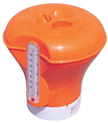Chemikalienschwimmer mit Thermometer Chlordosierer Pool Dosierschwimmer Orange