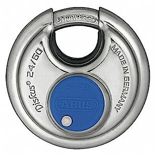 ABUS 24IB/60 Diskus Storage Padlock with 2 Keys for Outdoor, Storage, Marine, 2.36in (60mm) Wide, Keyed Different