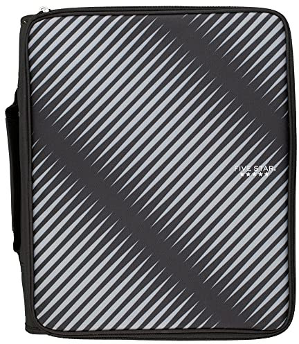 Five Star Reißverschlussordner, 5,1 cm, 3-Ringbuch für die Schule, Fächermappe mit 6 Fächern, Kapazität 380 Blatt, Schwarz (72536)