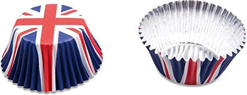 50 Party-Muffinförmchen * ENGLAND * für Länderparty oder Geburtstag von Städter // Muffin Muffins Party Kindergeburtstag Mottoparty Fussball Papier UK Grossbritannien Union Jack blau weiss rot