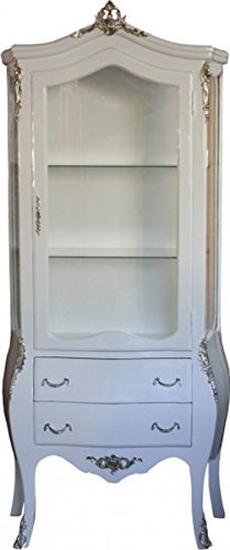 Casa Padrino Barock Vitrine Weiß/Silber- Limited Edition