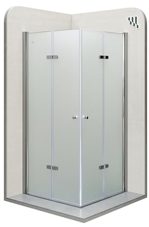 i-flair Duschkabine Emma 90x90 Höhe: 190 cm, Eckkabine mit Falttüren, Falttürkabine aus 6mm satiniertem Nano ESG-Sicherheitsglas - DK99Satiniert