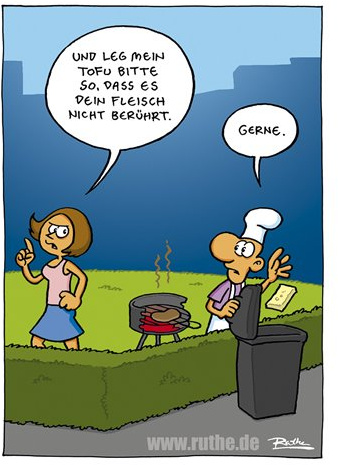 modern times Postkarte CARTOON - Motiv: TOFU, Anlass: Fun Cartoon/Satire, Künstler/Verlag: KÖPENICKER CG © RUTHE, Ralph/SHIT HAPPENS, Größe: A6