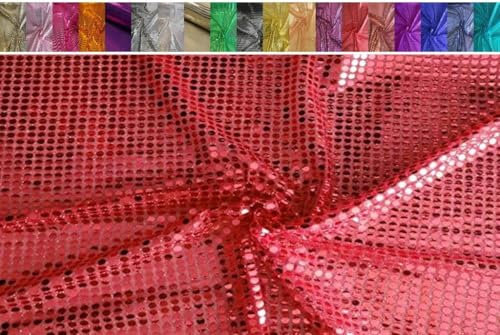 Fabrics-City ROT HOCHWERTIG PAILETTEN STOFF PAILLETTENSTOFF 6MM STOFFE, 2431