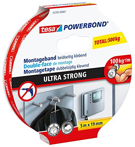 tesa Powerbond® Spar-Set: 5x 55792-01-00 Montageband Ultra Strong 5m:19mm