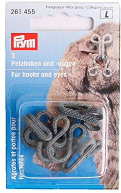 Prym Fur Hooks & Eyes, Gray, 3 PC Ganci E Occhielli, Plastic, Grigio, Taglia Unica, 3 unità