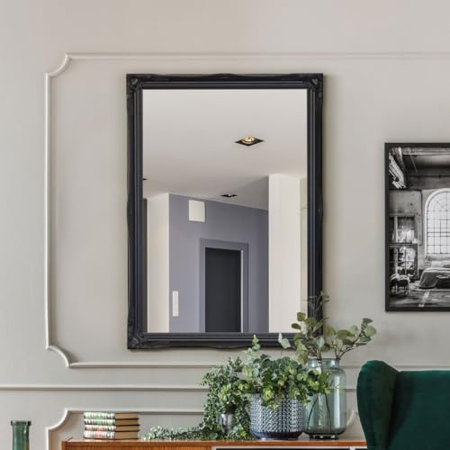 3Ft X 2Ft2 91cm X 66cm Large Black Ornate Shabby Chic Big Wall Mirror Bargain