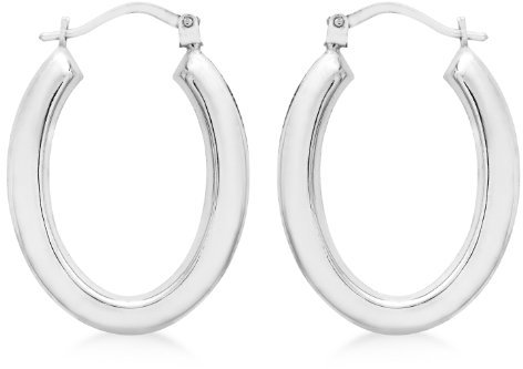 Carissima Gold Damen 20 mm x 27 mm Poliert Oval Creole Ohrringe 9k (375) Weißgold 1.48.9939