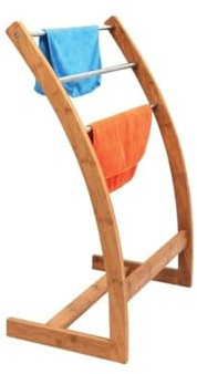 MSV Handtuchhalter Handtuchständer mit 3 Handtuchstangen Bambus Maße: ca. 85 x 57 x 35cm