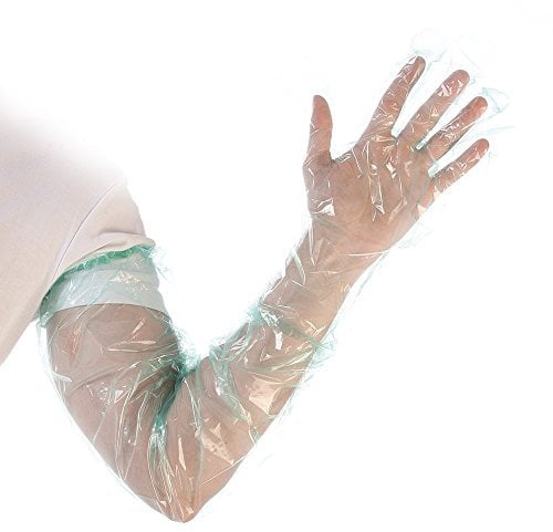 FRANZ MENSCH LDPE Handschuhe SOFTLINE EXTRA LANG grün, glatt, Gummiband, WL48931