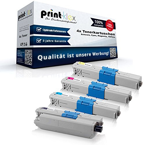 4X Print-Klex Tonerkartuschen kompatibel mit Oki ES 3452DN ES 3452DN MFP ES 3452MFP ES 3452Series ES 5431DN ES 5462DN ES 5462DN MFP ES 5462DNw MFP ES 5462MFP ES 5462Series BKCMY - Office Plus Serie