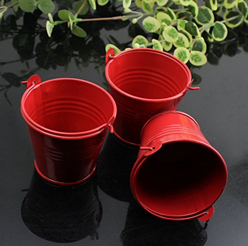 C.X.Y. Set aus 10 Blecheimern, lackiert rot