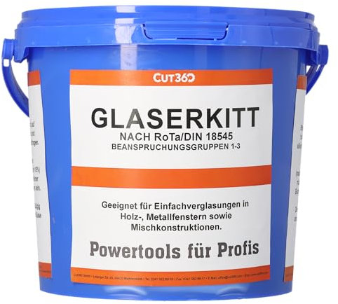 Cut360 Mastic de fenêtre pour vitrage individuel de fenêtres dans un seau en plastique de 5 kg, convient pour le bois et les cadres métalliques