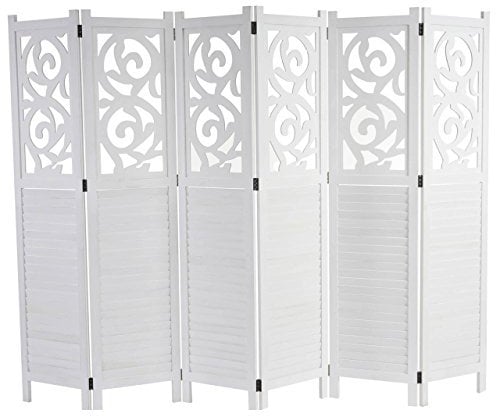 Mendler Paravent Istanbul, Raumteiler Trennwand Sichtschutz, Ornamente - 170x240cm, weiß
