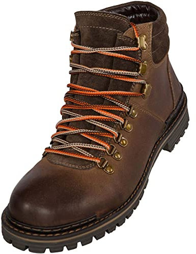 Nebulus Herren Winterstiefel HIKING, warme Stiefel mit Merinowolle, Lederstiefel, Wanderschuhe, braun - 44