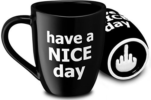 Decodyne Kaffeetasse mit Mittelfinger auf der Unterseite, 400 ml schwarz … (Day)