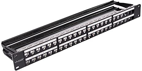 Panneau de Brassage Vierge a 48 Ports Cadre Vierge de Panneau de Brassage modulaire decharge avec Barre de Gestion des Cables
