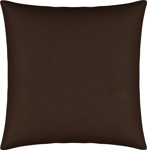 Erwin Müller Kuschelkissenbezug, Kissenhülle Single-Jersey Murnau - Dunkelbraun Größe 40x40 cm - bügelfrei, strapazierstark, elastisch, mit Reißverschluss