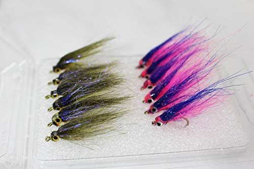 Tigofly 12 Stück Pink Olive UV Polar Fry langsam sinkende Lachs Forelle Steelhead Elritze Fliegenfischen Fliegenköder Fliegenset Größe #8 (sortiert je 6 Stück)