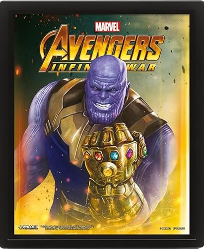 Marvel 3D Poster gerahmt (Thanos Avengers: Infinity War Design) 3D Lenticular Poster im Rahmen 25cm x 20cm x 1.5cm, Geschenk für Marvel Fans. Offizielles Lizenzprodukt