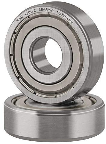 XiKe 2 Stück 6201 ZZ Kugellager 12x32x10mm Chromstahl und Doppelte Metalldichtung 6201Z Rillenkugellager mit Dichtungen