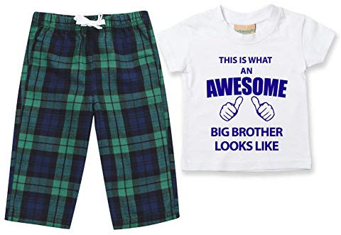 60 Second Makeover Limited Awesome Big Brother Pyjamas Children Tartan Trouser Bottoms Pyjama Set Big Brother Green