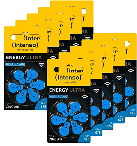 60 Intenso Energy Ultra Typ 675 Zink-Luft Hörgerätebatterien im 6er Blister