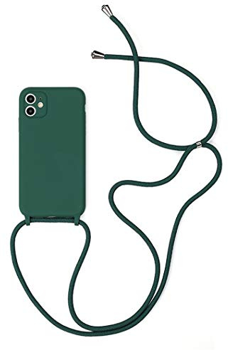 Jacyren Handykette kompatibel mit iPhone 8/7/ SE (2020), Hülle iPhone 7 mit Umhängeband Silikon Handyhülle Case mit Kette zum umhängen, Necklace Hülle mit Band Schutzhülle für iPhone 7, Dunkelgrün
