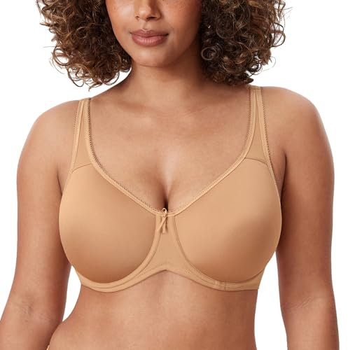 Delimira Women's Support Bra Padded Plus Size Underwired Full Cup T Shirt Seamless Bra Glow 32F