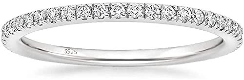 Lisandra Scott Eternity Ring 925 Sterlingsilber mit Zirkonia Kristall Damenring in Silber, Rosegold und Gold für Damen mit Stein und Schmal (Silber, 56)