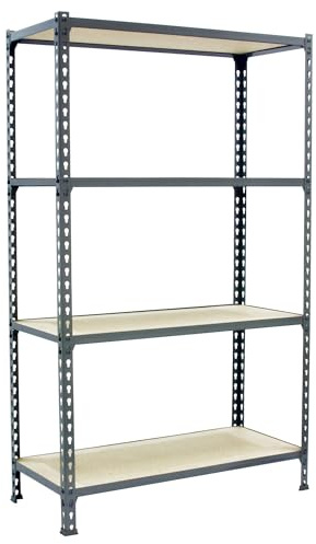Simonrack Schwerlastregal, Lagerregal, 150x120x40 cm, Metallregal, Kellerregal, Biegestelle 200 kg, 4 Holzfachböden, Verzinkt/Holz - Maderclick