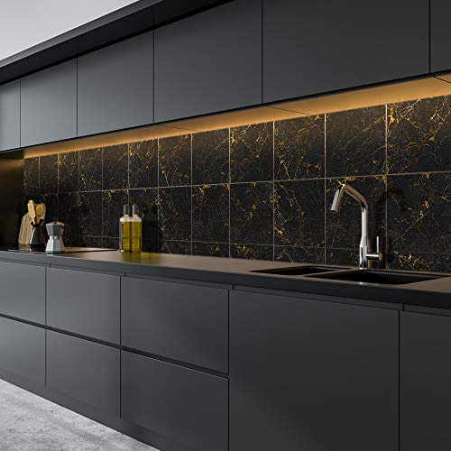 Wall Tile Stickers Black Marble Tiles Stickers Peel and Stick Backsplash Self-Adhesive Decals Home Decoration DIY Splashbacks Tile Paint Stick on Tiles Ideas for Bathroom Kitchen Decor