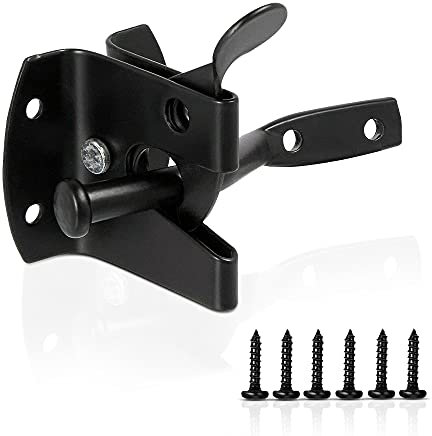 ZAVIA Auto Gate Latch for Wooden Gates - Heavy Duty Black Door Latch Lock Self Locking Gate Catch - Weather Protection Auto Door Latches for External Doors