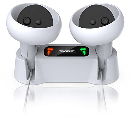 Nargos Station de charge pour manettes Oculus Quest 2, accessoires réalité virtuelle 2 avec batteries rechargeables, rapide câble type C