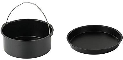 KASCLINO Set di 2 accessori universali per friggitrice ad aria, set di 2 barattoli rotondi in acciaio per torte, pizza, friggitrice per gourmia, barile per torte da forno per casa, cucina, ristorante