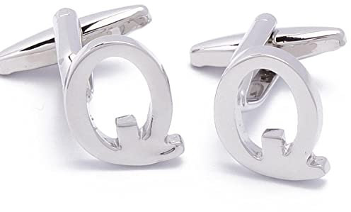 Manschettenknöpfe - Buchstaben Initial Brief Q Silber Metall