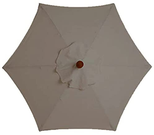 HULG Sonnenschirm Ersatzbezug 2m/2.7m/3m,Ersatz-Sonnenschirm-Überdachung Mit 6 Rippen, 2m/2.7m/3mMarkttisch-Regenschirm,UV-Schutz, Ersatzstoff (3M/9.84FT,Khaki)