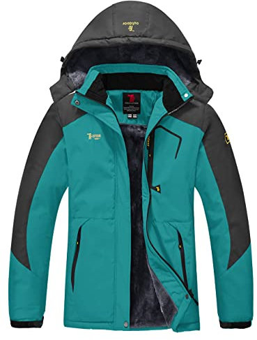 YSENTO Damen Winterjacke Wasserdicht Skijacke Outdoor Softshelljacke Warm Fleecejacke Funktionsjacke mit Abnehmbarer Kapuze(Blau,2XL)