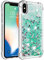 KBIKO-zxl Compatible with iPhone XS Case Clear Liquid Glitter Soft TPU Bumper Cover Shockproof Transparent Girly Woman Protective Phone Case for iPhone X/iPhone XS.Green YBL