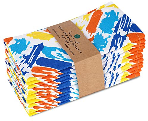 Fingercraft Stoffservietten, 12 Stück, Baumwoll-Leinen-Mischgewebe, bedruckt, perfekt für Partys, Abendessen, Hochzeiten, Cocktails, Weihnachten, Servietten, Tuch, 50,8 x 50,8 cm