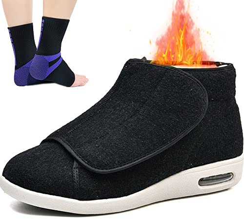 Aocase Ladies Diabetic Shoes Mens Shoes for Swollen Feet Uk Slipper Boots Warm Bootee Extra Wide Shoes for Swollen Feet Indoor/Outdoor Fluffy House Shoes,Black,41EU