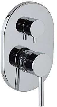 Kiamami Valentina - Miscelatore Doccia Incasso Cromato | con Deviatore | Placca Esterna 18x12.5 cm | Attacchi Standard 1/2'' | Cartuccia 35mm, Cromato
